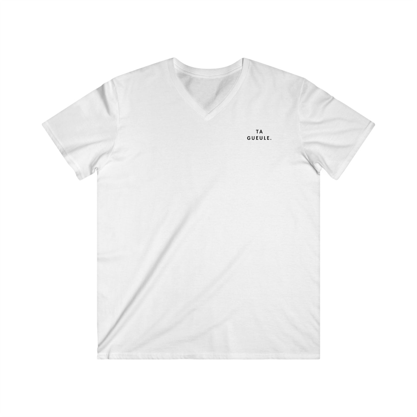 Tshirt blanc homme col V "Ta Gueule"